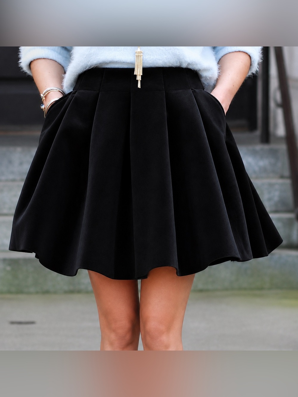 LC Lauren Conrad Runway Collection Black Velvet Skirt Size 8
